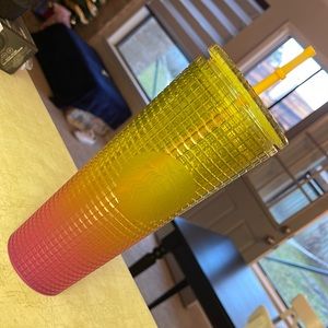 Pink and Yellow Venti Starbucks Tumbler
